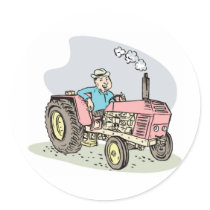 vintage farm tractor cartoon stickers