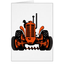 vintage farm tractor retro style greeting card