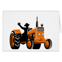 vintage farm tractor retro style cards