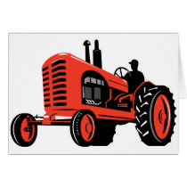 vintage farm tractor retro style card