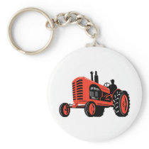 vintage farm tractor retro style keychain