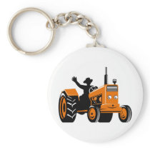 vintage farm tractor retro style key chains