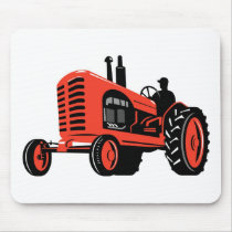 vintage farm tractor retro style mouse pad