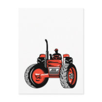 vintage farm tractor retro style postcard