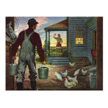 Vintage Farmer Working on the Farm Postcards