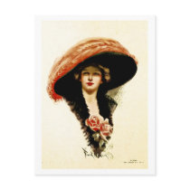 Vintage fashion, beautiful lady postcards
