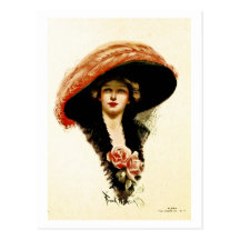 Vintage fashion, beautiful lady postcards