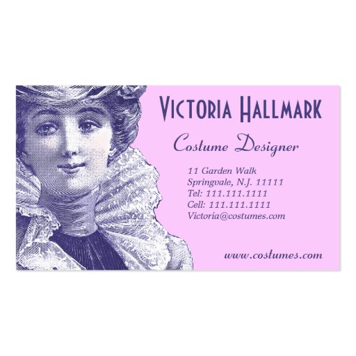 Vintage Fashion Card for Designer, Clothing Store Business Card from