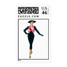 Vintage Fashion Diva Postage Stamps