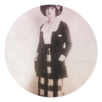 Vintage Fashion Portrait Round Stickers
