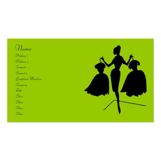 Vintage Fashion Silhouette Business Card (front side)