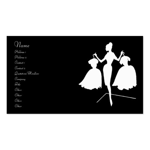 Vintage Fashion Silhouette Business Card Template (front side)