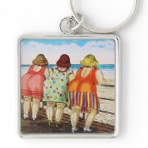 Vintage Fat Bottomed Girls at Beach Key Chains