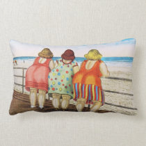 Vintage Fat Bottomed Girls at Beach Pillows
