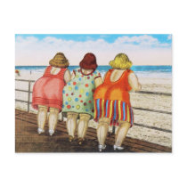 Vintage Fat Bottomed Girls at Beach Post Card