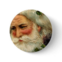 Vintage Father Christmas Round Button
