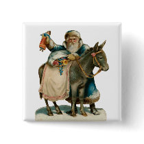Vintage Father Christmas Square Button