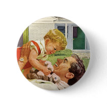 Vintage Father's Day, Happy Dad and Son Button