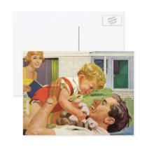 Vintage Father's Day, Happy Dad and Son Postcard