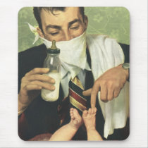 Vintage Father's Day with Dad Changing Diapers! Mouse Pad