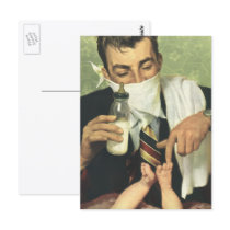 Vintage Father's Day with Dad Changing Diapers! Post Cards