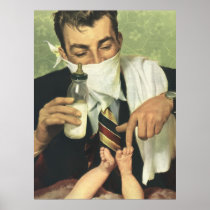 Vintage Father's Day with Dad Changing Diapers! Print