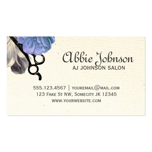 vintage feather hairstylist hair stylist floral business card templates (back side)