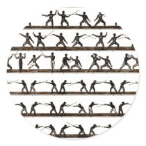 Vintage Fencing Instruction Round Sticker