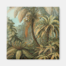 Vintage Ferns and Palm Tree Botanical Fridge Magnet