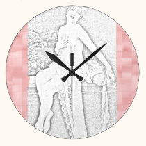 Vintage Figure Pink Retro clock - choose shape wall clocks