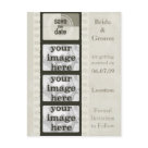 postcard - Perfect if you're looking for a non-traditional and creative save the date idea, these postcards feature and antique effect with 3 frames for your own pictures. Customize this save the date with your own photographs.