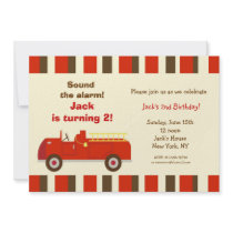Vintage Fire Truck Birthday Party Invitations