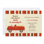 Vintage Fire Truck Birthday Party Invitations