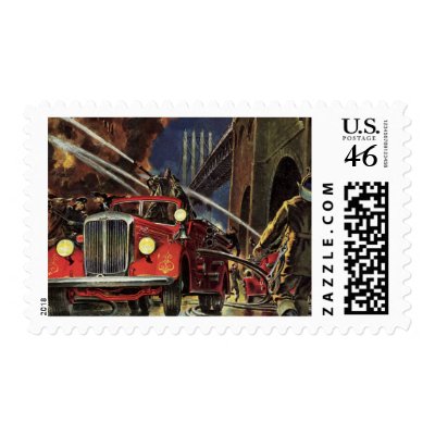 Vintage Firemen Postage by YesterdayCafe