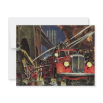 Vintage Firemen Putting Out a Fire Invitations