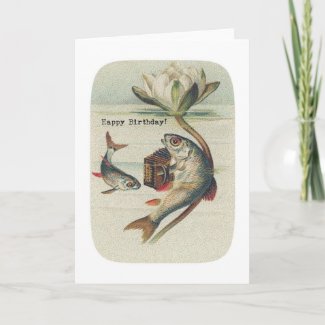 Vintage Fish, Birthday card