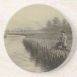 Vintage Fishing Art Beverage Coaster
