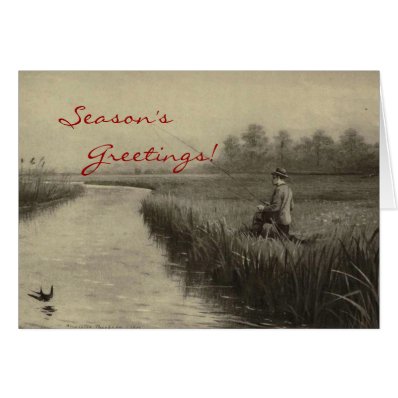 Vintage Fishing Christmas Greeting Cards