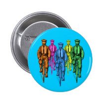 Vintage Five Fellas on Bikes Illustration buttons
