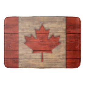 Vintage Flag of Canada Distressed Wood Design Bath Mats