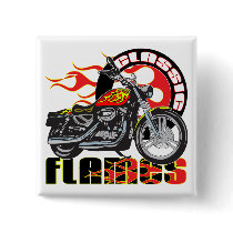 Vintage Flame Motorcycle Button