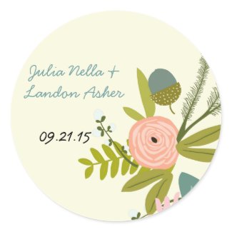 Vintage Flora and Fauna Wedding Sticker