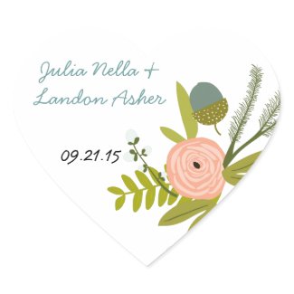 Vintage Flora and Fauna Wedding Sticker