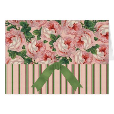 Vintage Floral and Stripe with Ribbon Cards... by vintagegiftmall