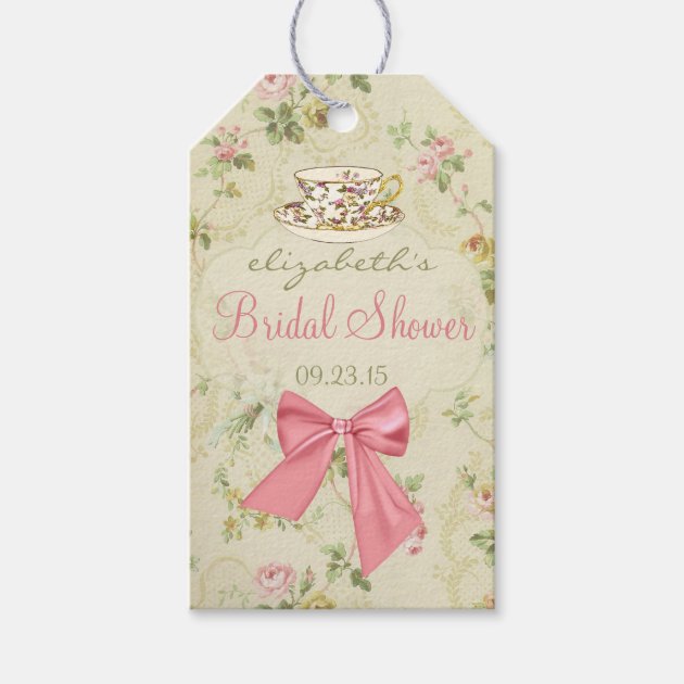 Vintage Floral and Teacup Bridal Shower Pack Of Gift Tags