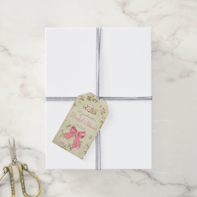 Vintage Floral and Teacup Bridal Shower Pack Of Gift Tags-2