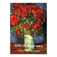 Vintage floral anniversary Vase with Red Poppies Invite