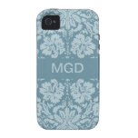 Vintage floral art nouveau blue green monogram casemate cases