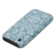 Vintage floral art nouveau blue green pattern iPhone 3 tough cases