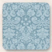 Vintage floral art nouveau blue green pattern drink coaster